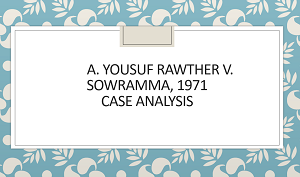 A. Yousuf Rawther v Sowramma 1971 Case Analysis